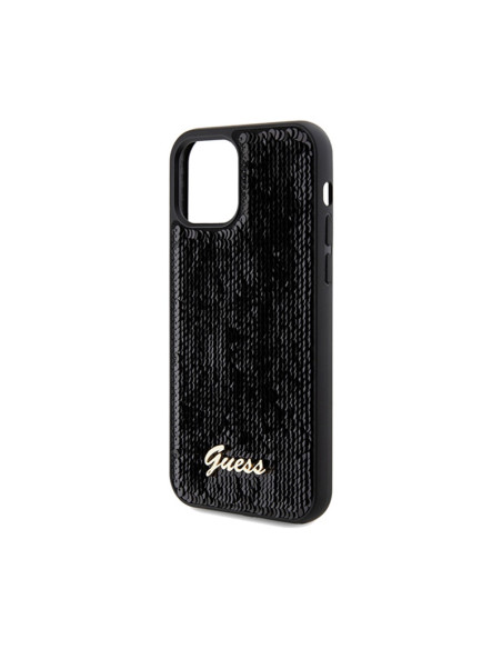 Etui Do iPhone 12 / 12 Pro Guess Sequin Script Metal Czarny