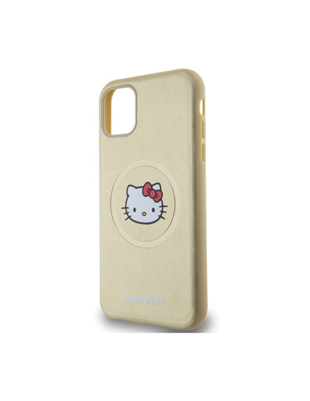 Etui Do iPhone 11 Hello Kitty Leather Kitty Head MagSafe Złoty