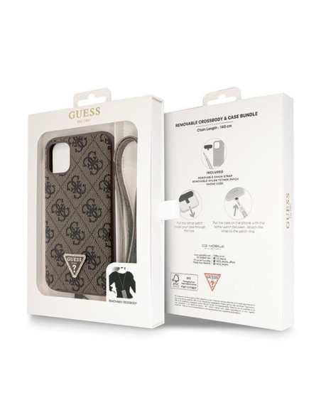 Etui Do iPhone 11 Guess Crossbody 4G Metal Logo Brązowy