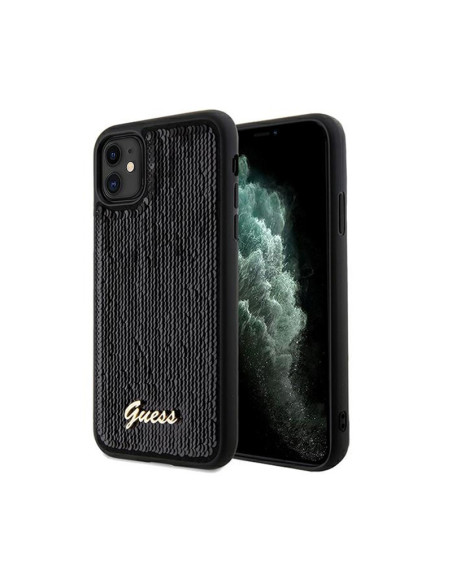 Etui Do iPhone 11 Guess Sequin Script Metal Czarny