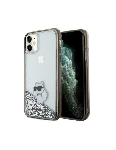 Etui Do iPhone 11 Karl Lagerfeld Liquid Glitter Choupette Przezroczysty