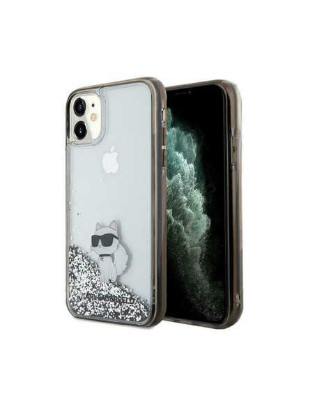 Etui Do iPhone 11 Karl Lagerfeld Liquid Glitter Choupette Przezroczysty