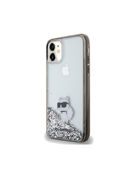 Etui Do iPhone 11 Karl Lagerfeld Liquid Glitter Choupette Przezroczysty