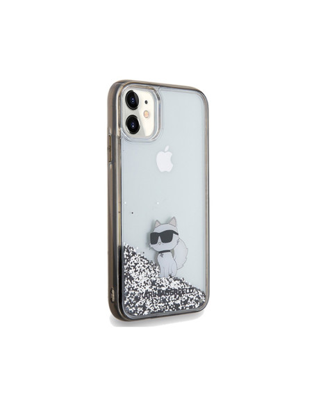 Etui Do iPhone 11 Karl Lagerfeld Liquid Glitter Choupette Przezroczysty