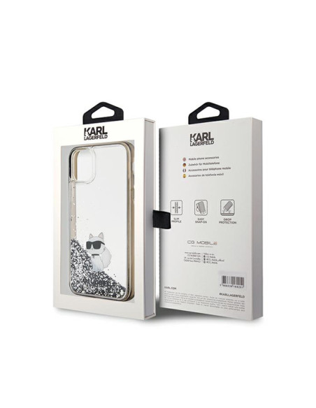 Etui Do iPhone 11 Karl Lagerfeld Liquid Glitter Choupette Przezroczysty