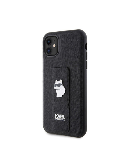 Etui Do iPhone 11 Karl Lagerfeld Gripstand Saffiano Choupette Pins Czarny