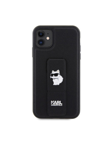 Etui Do iPhone 11 Karl Lagerfeld Gripstand Saffiano Choupette Pins Czarny