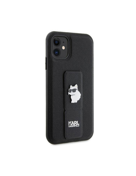 Etui Do iPhone 11 Karl Lagerfeld Gripstand Saffiano Choupette Pins Czarny