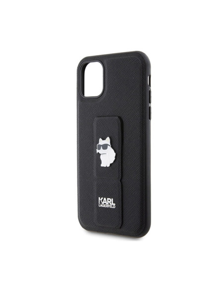 Etui Do iPhone 11 Karl Lagerfeld Gripstand Saffiano Choupette Pins Czarny