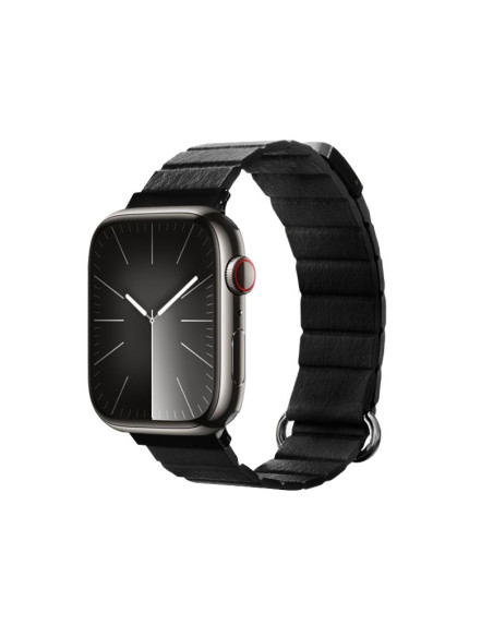 Skórzany pasek magnetyczny Apple Watch 42/44/45/49 mm Crong Eclipse Czarny