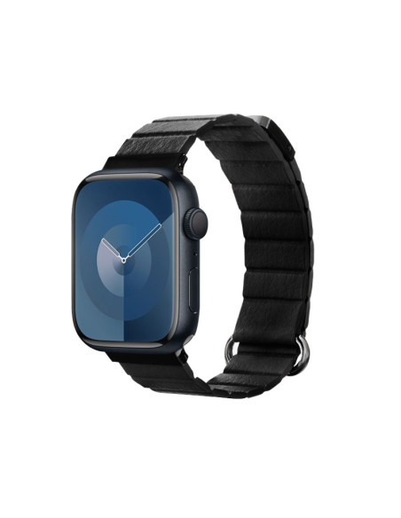 Skórzany pasek magnetyczny Apple Watch 42/44/45/49 mm Crong Eclipse Czarny