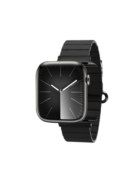 Skórzany pasek magnetyczny Apple Watch 42/44/45/49 mm Crong Eclipse Czarny