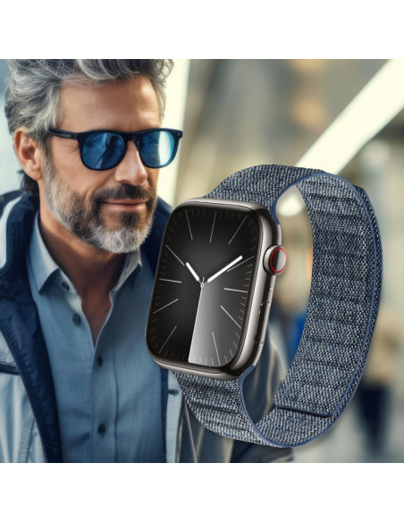 Pasek magnetyczny do Apple Watch 42/44/45/49 mm Crong Melange Niebieski