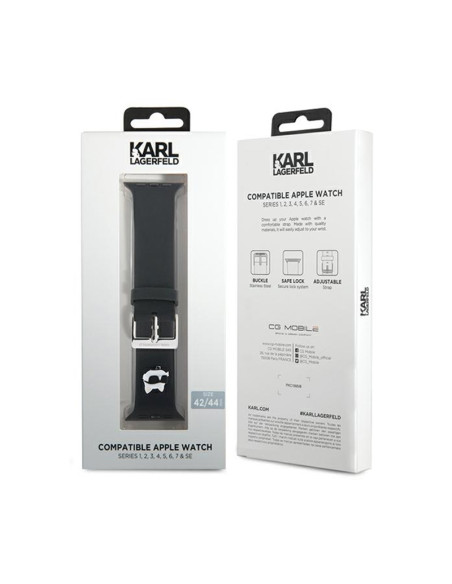 Pasek do Apple Watch 42/44/45/49 mm Karl Lagerfeld 3D Rubber Choupette Head NFT Czarny
