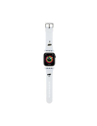 Pasek do Apple Watch 42/44/45/49 mm Karl Lagerfeld 3D Rubber Karl & Choupette Heads NFT Biały