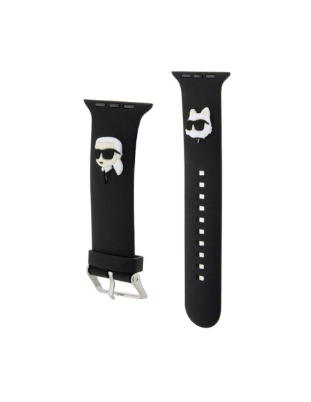 Pasek do Apple Watch 42/44/45/49 mm Karl Lagerfeld 3D Rubber Karl & Choupette Heads NFT Czarny