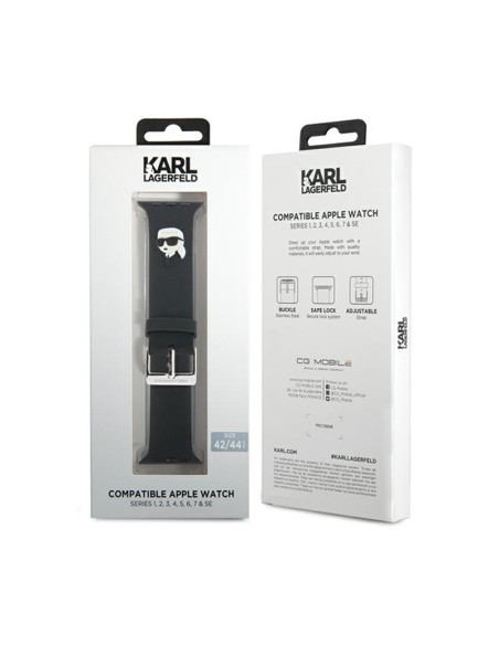 Pasek do Apple Watch 42/44/45/49 mm Karl Lagerfeld 3D Rubber Karl Head NFT Czarny