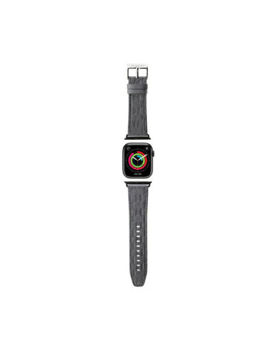 Pasek do Apple Watch 42/44/45/49 mm Karl Lagerfeld Saffiano Monogram Srebrny