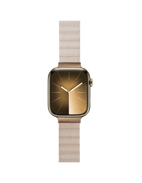 Skórzany pasek magnetyczny Apple Watch 38/40/41mm Crong Eclipse Beżowy