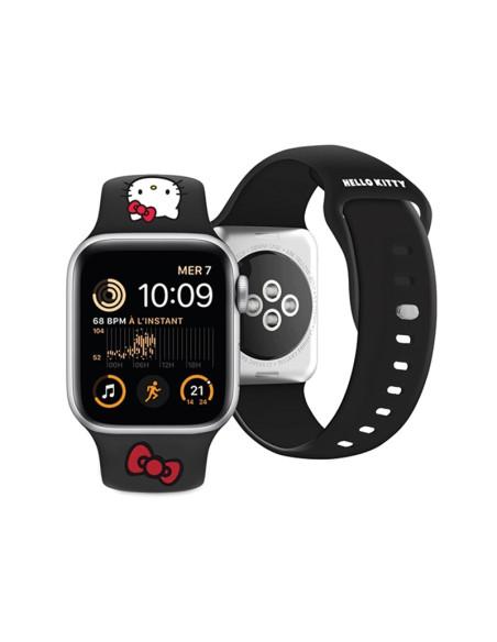 Pasek do Apple Watch 38/40/41 mm Hello Kitty Silicone Kitty Head Czarny
