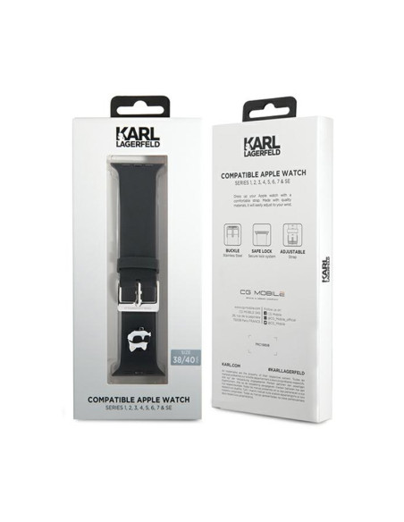 Pasek do Apple Watch 38/40/41 mm Karl Lagerfeld 3D Rubber Choupette Head NFT Czarny