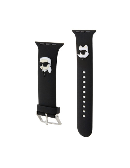 Pasek do Apple Watch 38/40/41 mm Karl Lagerfeld 3D Rubber Karl & Choupette Heads NFT Biały