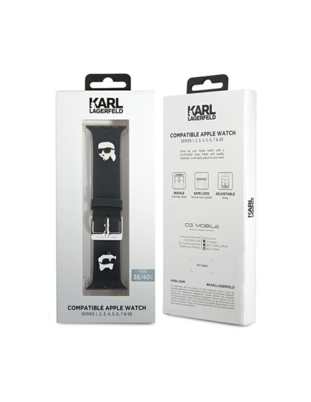 Pasek do Apple Watch 38/40/41 mm Karl Lagerfeld 3D Rubber Karl & Choupette Heads NFT Biały