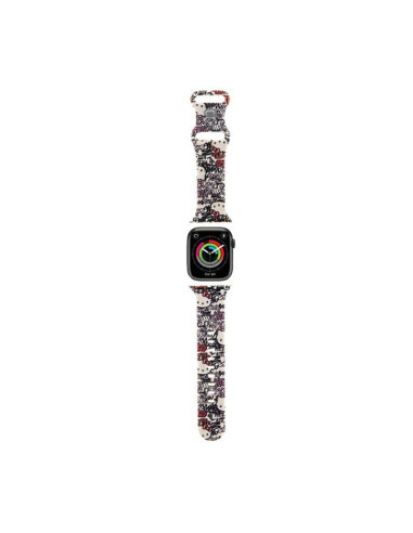 Pasek do Apple Watch 38/40/41 mm Hello Kitty Silicone Tags Graffiti Beżowy