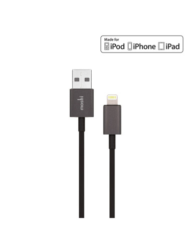Kabel połączeniowy USB Apple złącze Lightning MFi Moshi Szary
