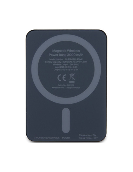 Powerbank indukcyjny 3000 mAh 5W MagSafe Guess Metal Script Logo MagSafe Czarny
