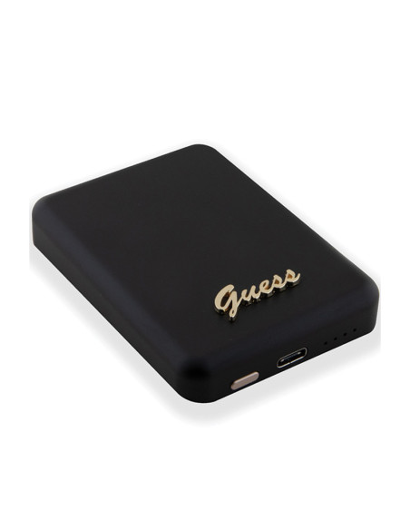 Powerbank indukcyjny 3000 mAh 5W MagSafe Guess Metal Script Logo MagSafe Czarny