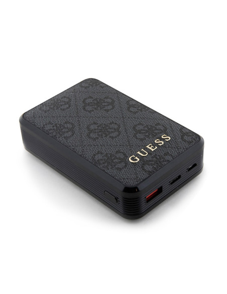 Powerbank 10000 mAh 18W Guess 4G Leather Metal Logo Czarny