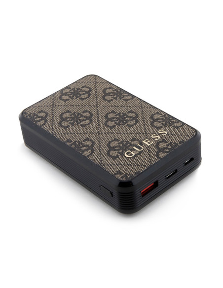 Powerbank 10000 mAh 18W Guess 4G Leather Metal Logo Brązowy