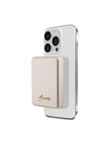 Powerbank indukcyjny 3000 mAh 5W MagSafe Guess Metal Script Logo MagSafe Złoty