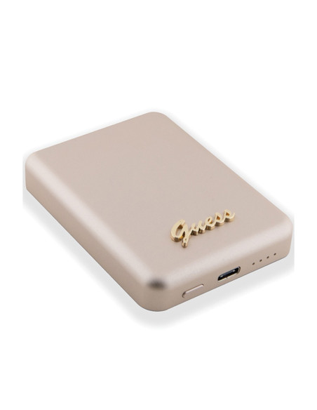 Powerbank indukcyjny 3000 mAh 5W MagSafe Guess Metal Script Logo MagSafe Złoty