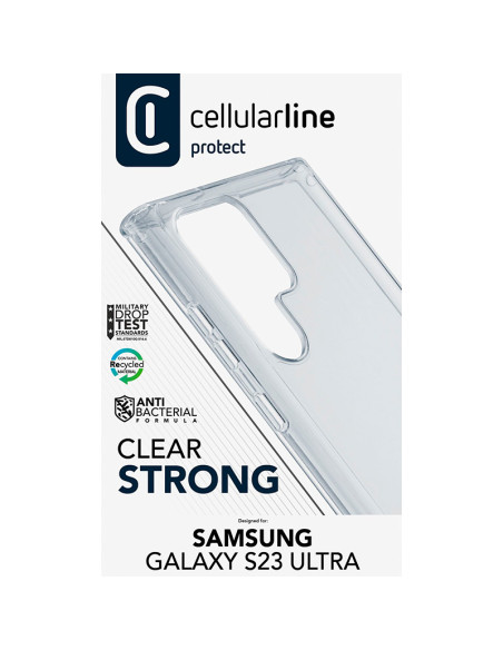 Etui Do Samsung Galaxy S23 Ultra z ochroną antybakteryjną Cellularline Clear Strong Przezroczysty
