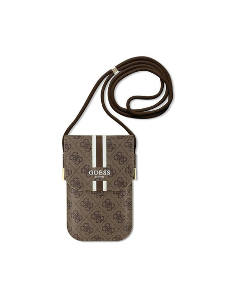 Torebka crossbody na telefon Guess 4G Stripes Brązowy