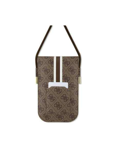 Torebka crossbody na telefon Guess 4G Stripes Brązowy