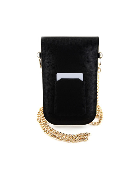 Torebka crossbody na telefon Hello Kitty Leather Metal Logo Chain Czarny