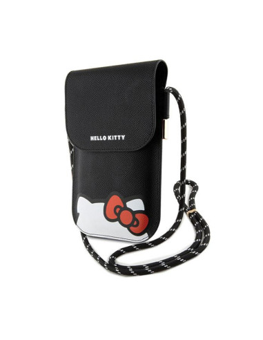 Torebka crossbody na telefon Hello Kitty Leather Hiding Kitty Cord Czarny