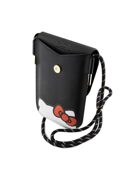 Torebka crossbody na telefon Hello Kitty Leather Hiding Kitty Cord Czarny