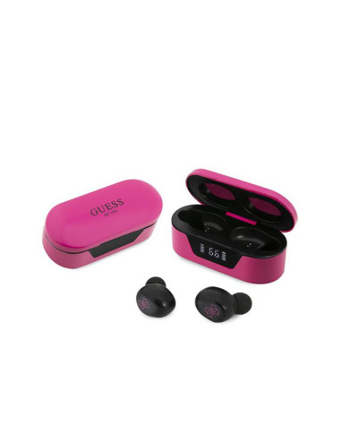 Słuchawki TWS + Etui Ładujące Guess True Wireless Earphones BT5.0 5H Różowy