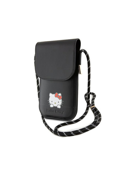 Torebka crossbody na telefon Hello Kitty Leather Daydreaming Cord Czarny