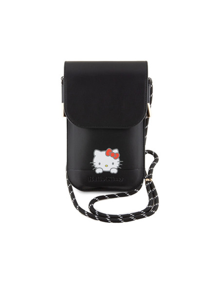 Torebka crossbody na telefon Hello Kitty Leather Daydreaming Cord Czarny