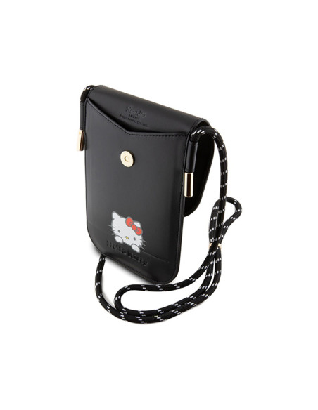 Torebka crossbody na telefon Hello Kitty Leather Daydreaming Cord Czarny