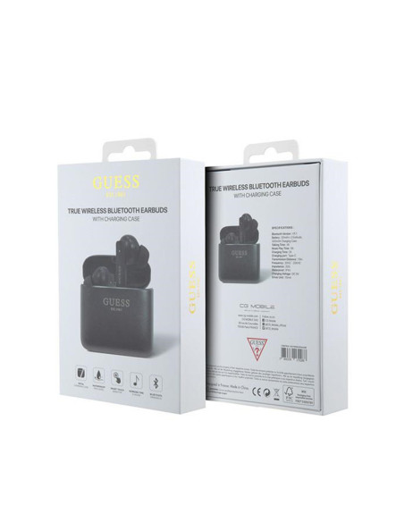 Słuchawki Bluetooth TWS + Etui Ładujące Guess Printed Logo Czarny