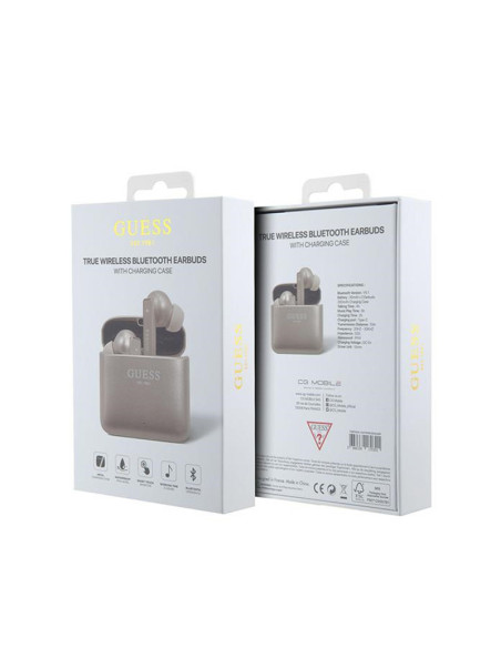 Słuchawki Bluetooth TWS + Etui Ładujące Guess Printed Logo Różowy