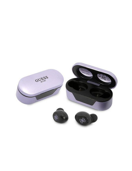 Słuchawki TWS + Etui Ładujące Guess True Wireless Earphones BT5.0 5H Fioletowy