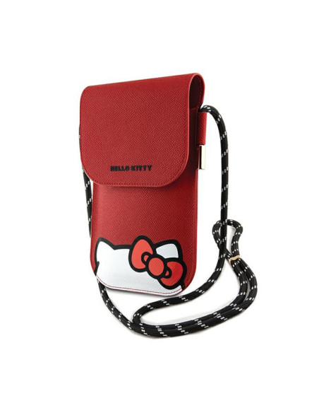 Torebka crossbody na telefon Hello Kitty Leather Hiding Kitty Cord Czerwony