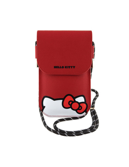 Torebka crossbody na telefon Hello Kitty Leather Hiding Kitty Cord Czerwony